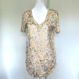 Sol Angeles x Anthropologie gold, cream, gray & peach tee shirt - XS